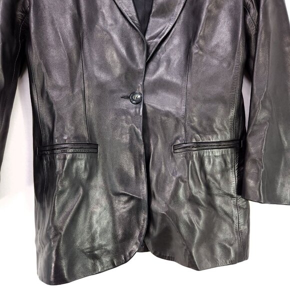 Mac Douglas Leather Jacket Vintage 1980 Paris Black Blazer Size 40 Lambskin - Picture 11 of 14